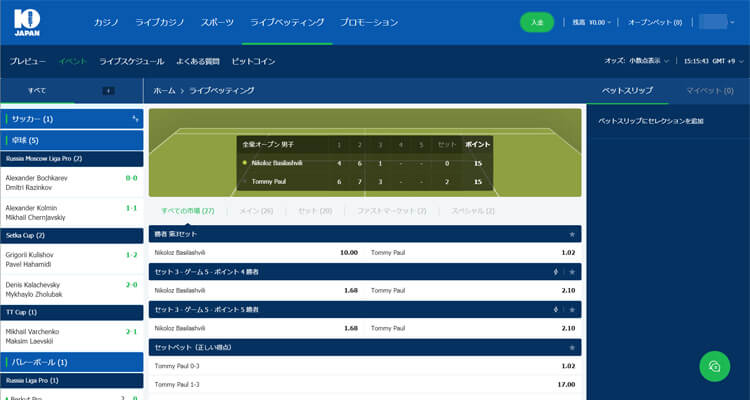 10bet Japan ライブベッティング
