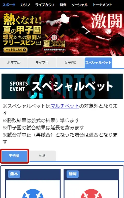BeeBetスポーツベット賭け方