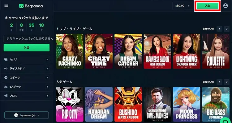 ベットパンダ入金方法